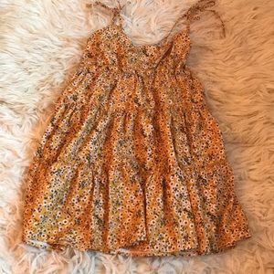 Flowy Yellow Tie Strap Sundress/bath in suit cover